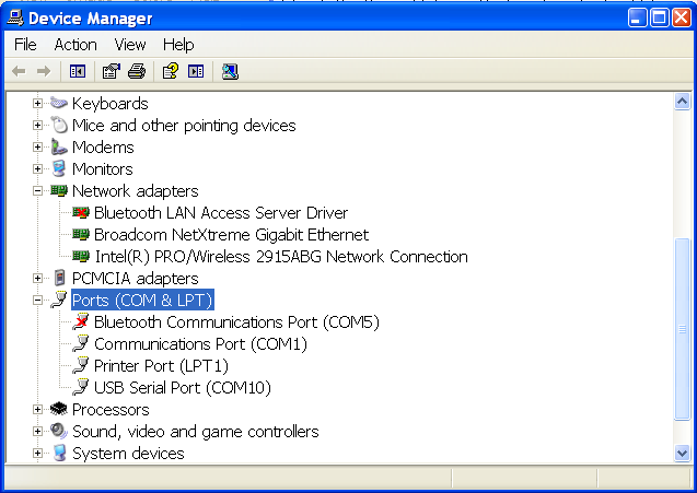 windows 10 ports device manager